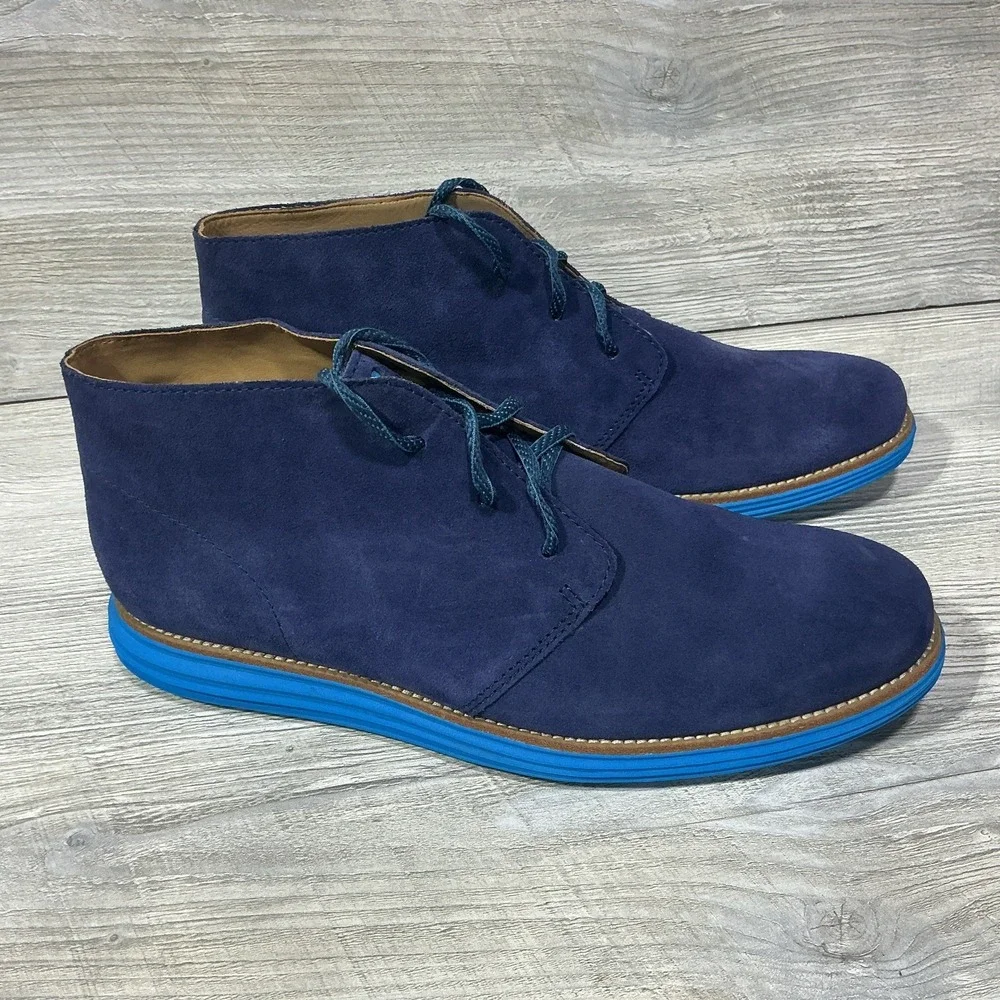 Cole Haan LunarGrand Chukka Boots Mens Size 13 M Blue Suede C13627 Desert Preppy